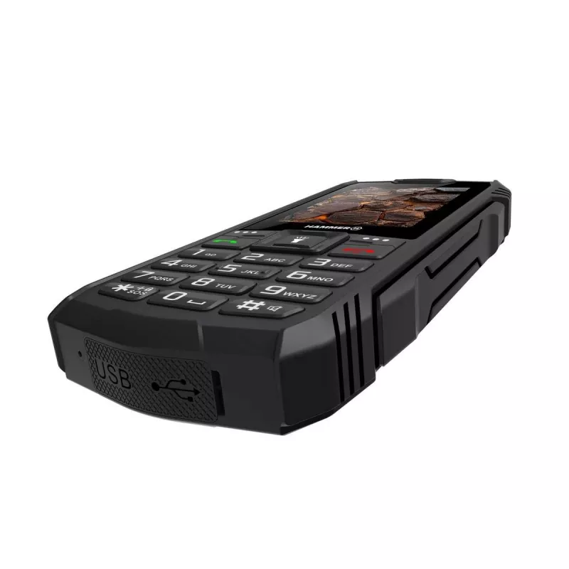 Hammer ROCK LTE robustes Mobiltelefon 48 MB RAM 128 MB, 2,4" IPS, Dual-SIM, 3G, IP68, 2 MP, 3000 mAh, Schwarz