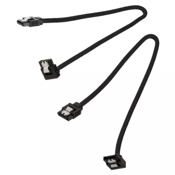 Corsair CC-8900278 Premium SATA-Kabel mit Sleeve, gewinkelt, 30 cm, Schwarz, 2er-Pack