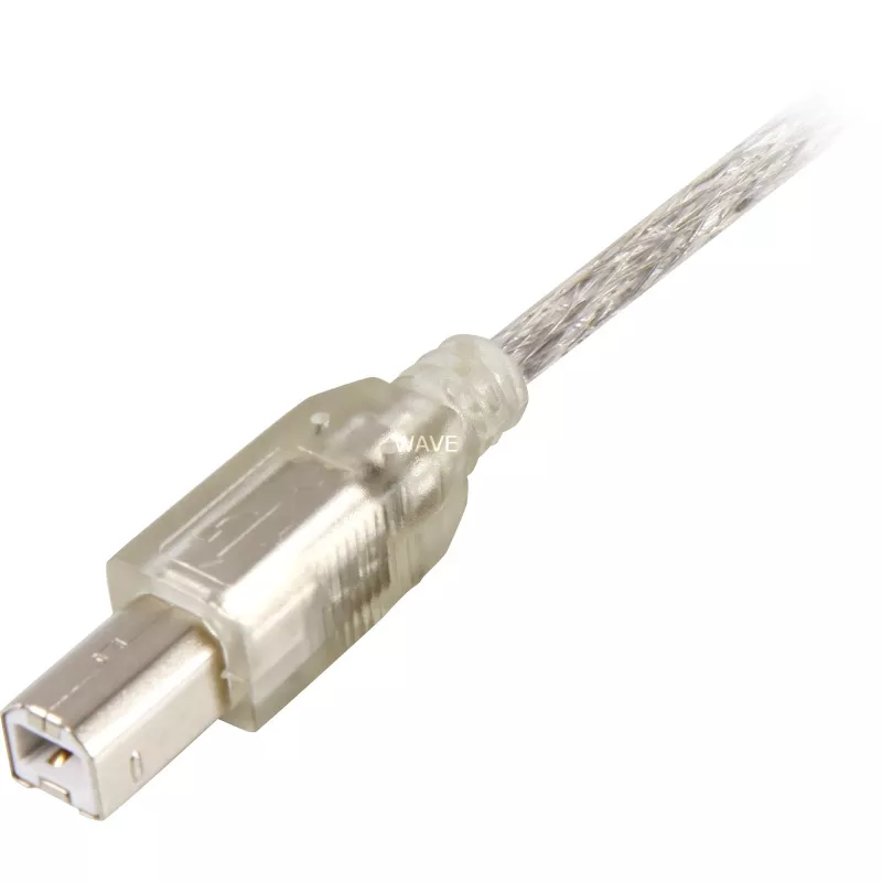 Delock 82057 USB-2.0-Kabel Typ-A-Stecker auf Typ-B-Stecker, 0,5 m, transparent