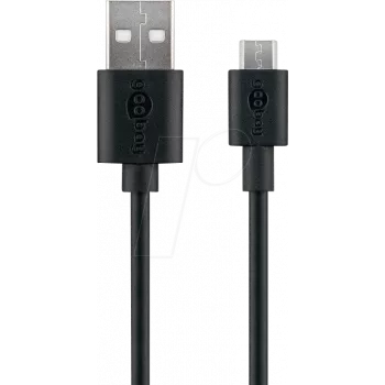 Goobay Micro-USB Lade- und Synchronisationskabel, Schwarz, 2 m - für Android-Geräte, Schwarz (38660)