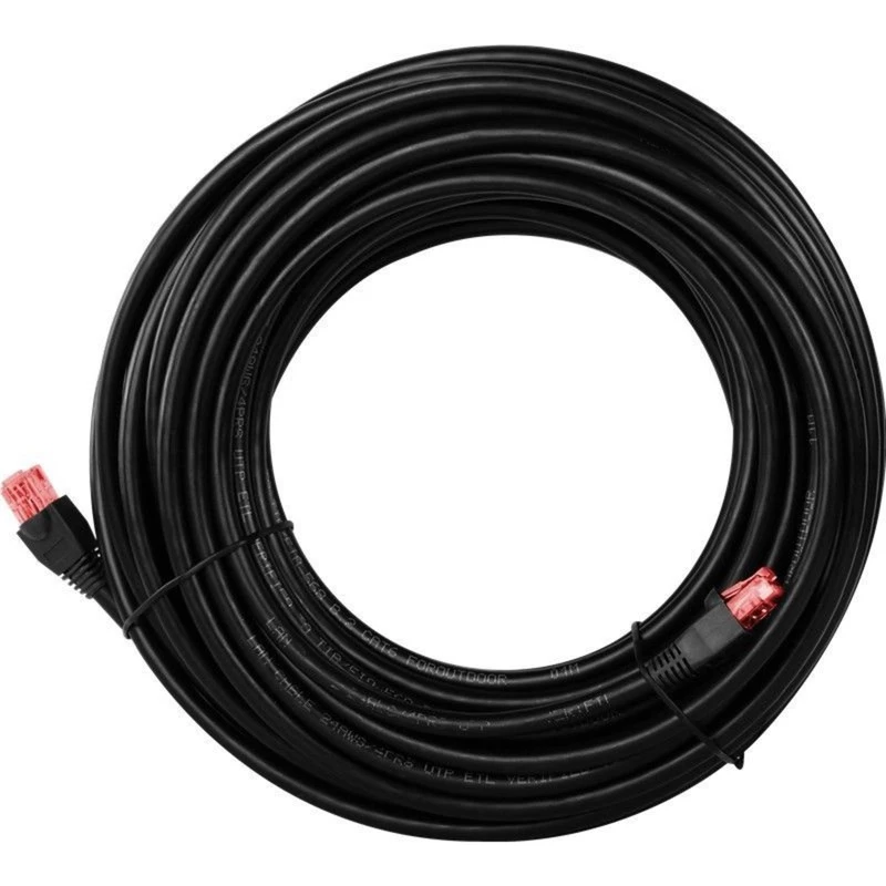 Goobay CAT 6 Outdoor-Patchkabel, U/UTP, Schwarz, 75 m - Kupfermaterial, PE-Außenmantel (55439)