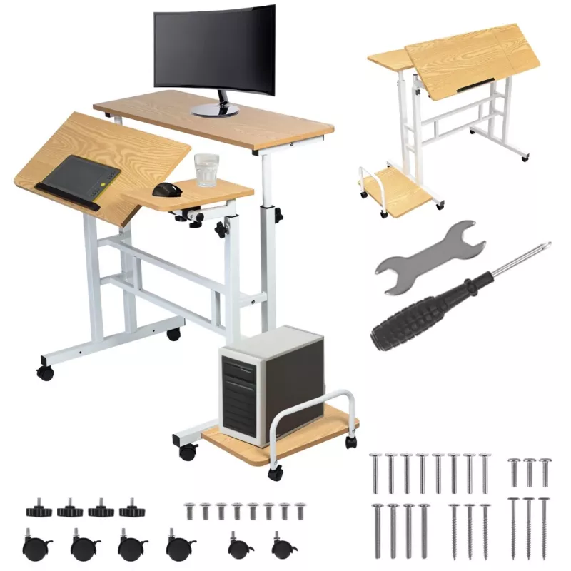 Maclean mobiler Laptop-Tisch, weiß, 80x60cm, 50kg max, höhenverstellbar 67-115cm, MC-124 W