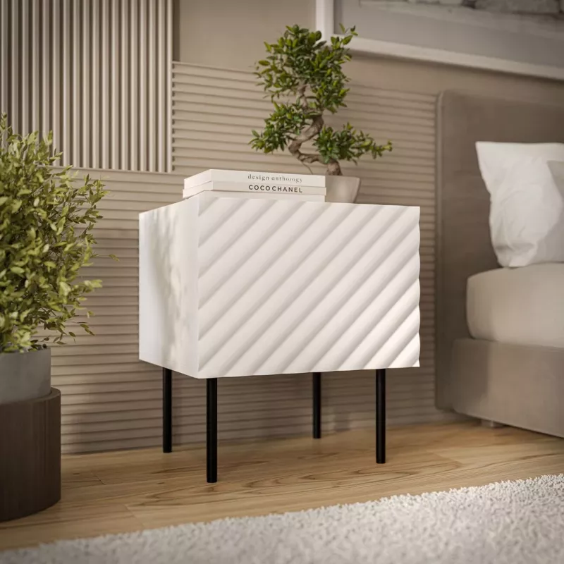 Nachttisch Cama LUCCA Nachtschrank 2 Stk. 47x40x52 cm weiß MDF/Spanplatte