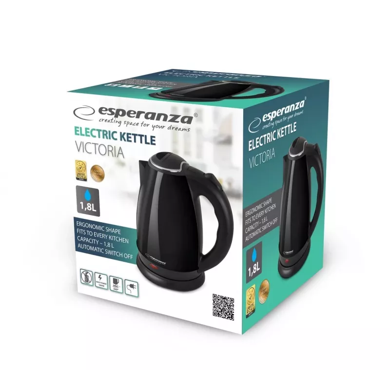 Esperanza EKK113K Victoria Wasserkocher, 1,8 l, schwarz
