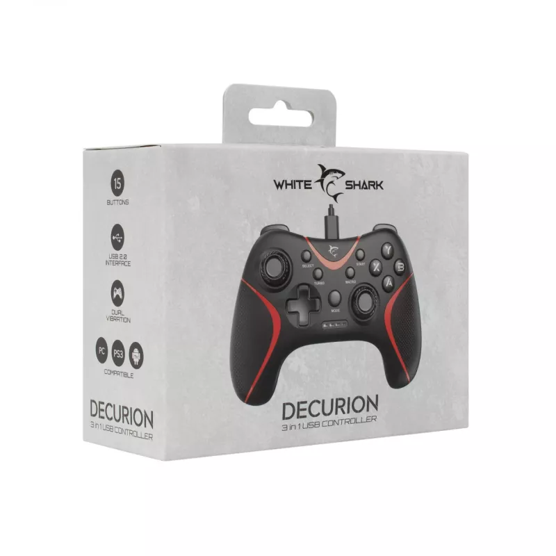 Kabelgebundenes USB-Gaming-Gamepad White Shark GP-2038 3in1 (DECURION) - Weiß