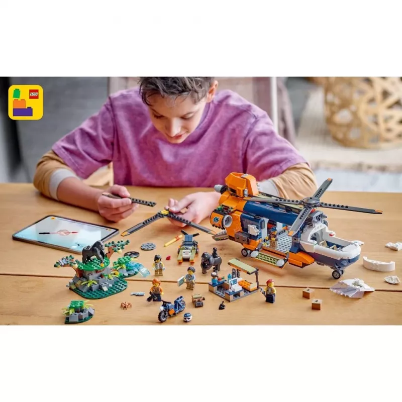 LEGO City 60437 Dschungel-Explorer-Hubschrauber im Basislager