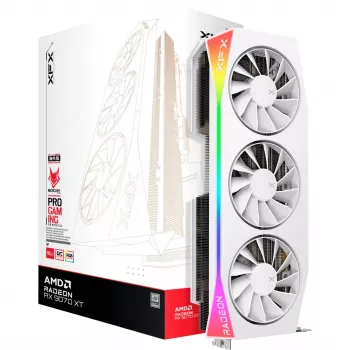 Grafikkarte XFX Radeon RX 9070 XT — 16 GB GDDR6, 256-bit, PCIe x16, 3 Lüfter, Weiß, 360 mm