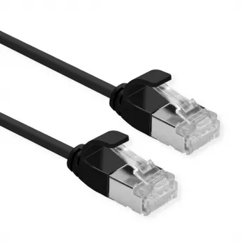 ROLINE DataCenter - Patchkabel - RJ-45 (M) auf RJ-45 (M) - 2 m - U/FTP - CAT 6a - Halogenfrei, vergossen, rastnasenschutz, verseilt, 10 Gigabit Ethernet - Schwarz, pantone 3C (21.15.3355)