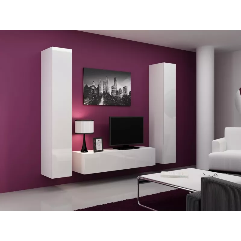 Cama Wohnzimmer-Schrankset VIGO 9 weiß/weiß glänzend