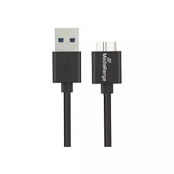 USB-A auf Micro-B USB 3.0 Lade- und Synchronisationskabel MediaRange MRCS239 — 50 cm, 5 Gbit/s, 5 W, Schwarz