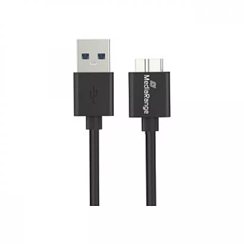 USB-A auf Micro-B USB 3.0 Lade- und Synchronisationskabel MediaRange MRCS239 — 50 cm, 5 Gbit/s, 5 W, Schwarz