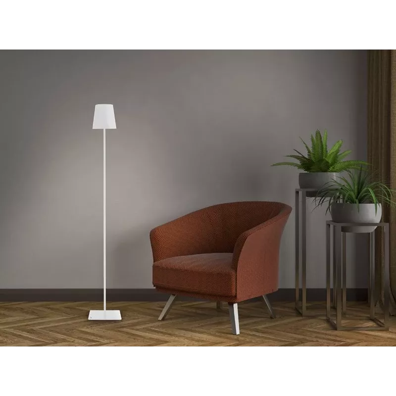 Beper P201UTP404 aufladbare LED-Stehlampe, höhenverstellbar, 2,5 W, dimmbar, Metall, weiß