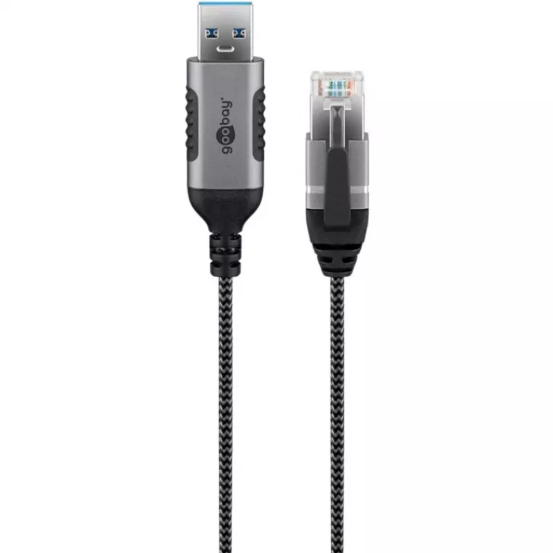 Goobay Ethernet-Kabel USB-A 3.0 auf RJ45 schlank 5 m – verbindet Router, Modem oder (74397)