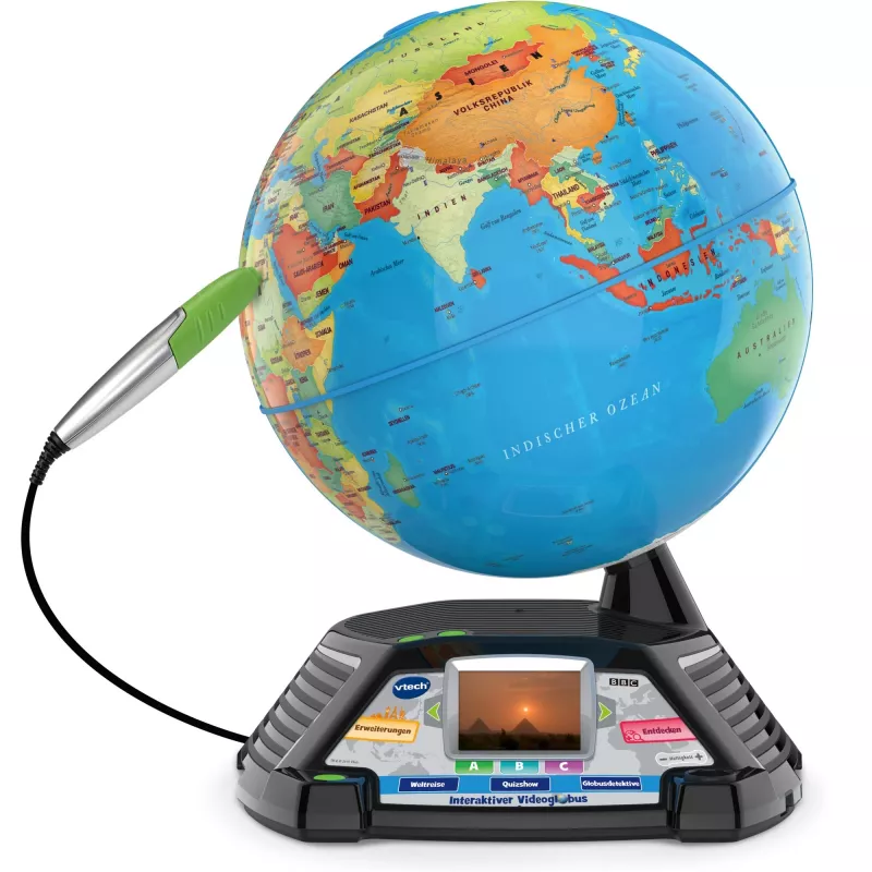 Interaktiver Video-Globus VTech 80-605404 — pädagogischer sprechender Globus mit Audio- und interaktiven Inhalten