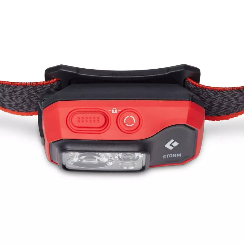 Black Diamond Storm 450 Stirnlampe mit schwarzem, rotem Stirnband