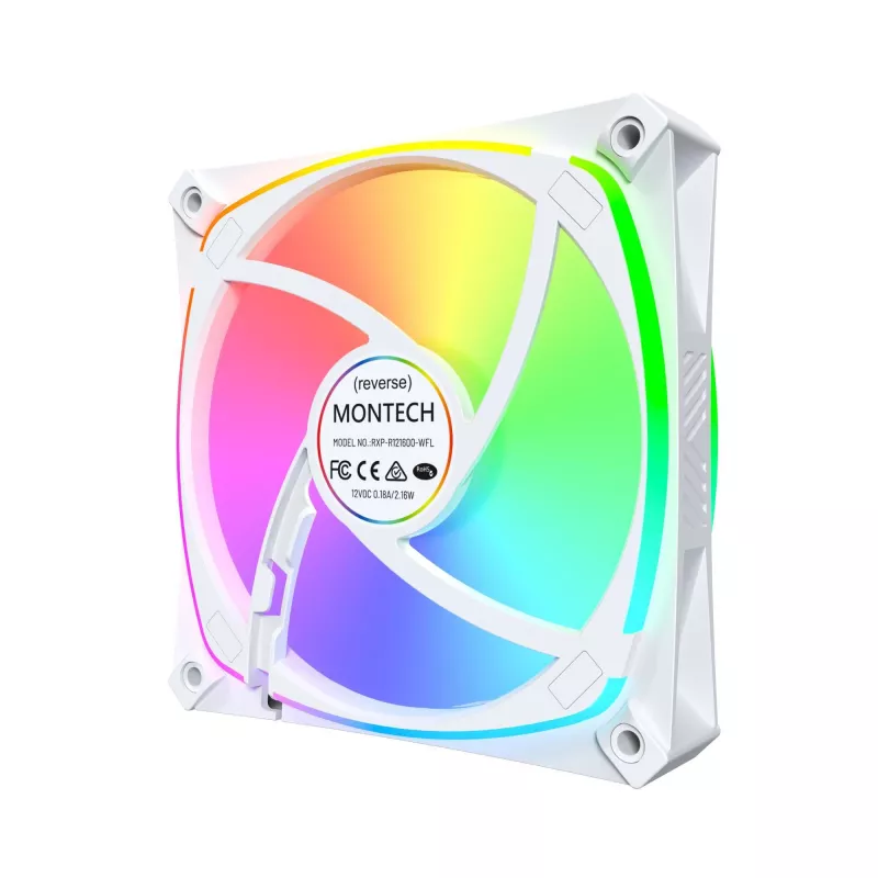 MONTECH RX120 PRO White 120mm ARGB Reverse Blade 3-Pack