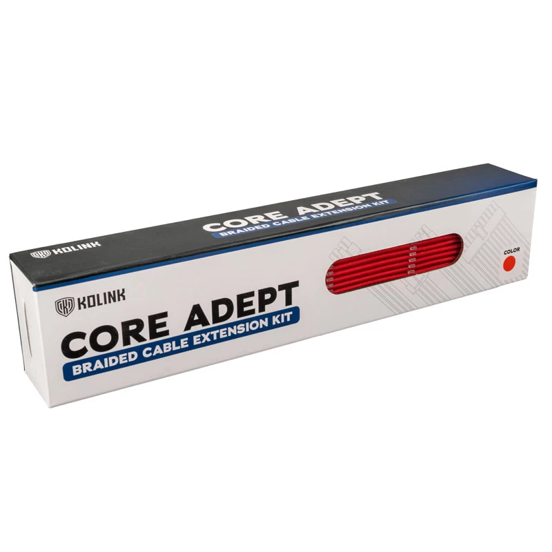 Kolink Core Adept COREADEPT-EK-RED Kabelverlängerungs-Set, geflochten, 6 Kabel, rot