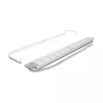 Patchpanel 19 Zoll DELOCK 24-Port Keystone, neigbare Ports, Zugentlastung, 1U metallisch