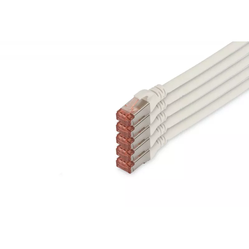 DIGITUS CAT6 S/FTP Patchkabel, 10 m, Weiß, 5er-Pack