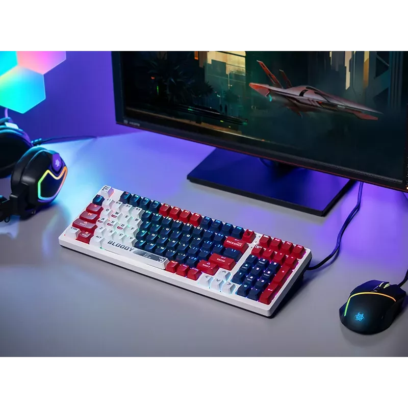 A4Tech Bloody S98 mechanische Gaming-Tastatur, USB, Sports Navy, BLMS Red Plus Switches