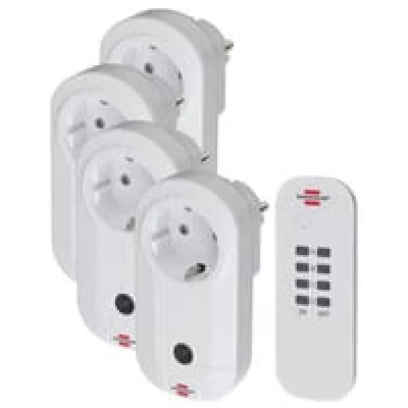 Brennenstuhl Comfort-Line RC CE1 4001 Funkschalt-Set, 4 Schaltsteckdosen mit Fernbedienung, Weiß