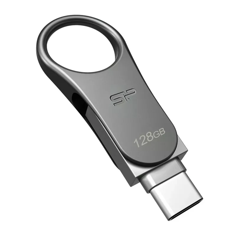 Silicon Power Mobile C80 128 GB USB-Stick, USB Typ-A / USB Typ-C, USB 3.0 (3.1 Gen 1), Titan