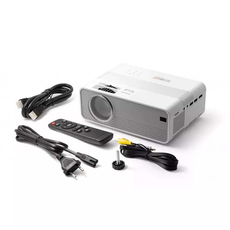 Technaxx TX-127 Mini-LED-Projektor, LCD, HD 720p (1280x720), Weiß/Grau