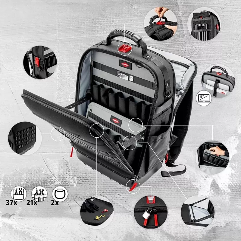 Rucksackmodul Knipex X18 Sanitär Langlebiges Design Kompakte Größe zur Werkzeugaufbewahrung