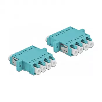 Delock 86541 LC Quad LWL-Kupplung Multimode OM3, Hellblau, 2 Stk.