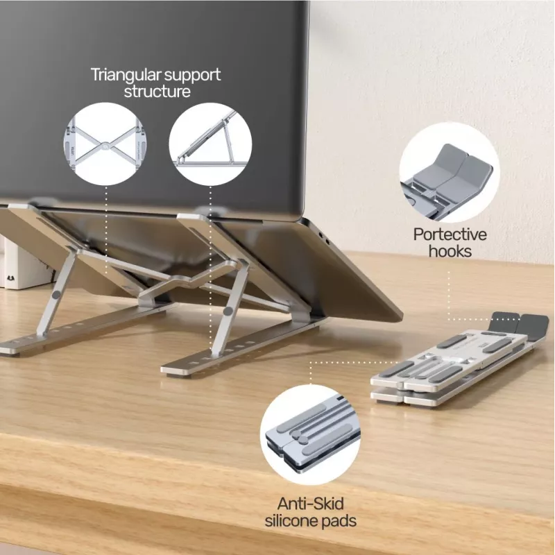 Unitek OT155SL faltbarer Laptopständer, Aluminium, Silber