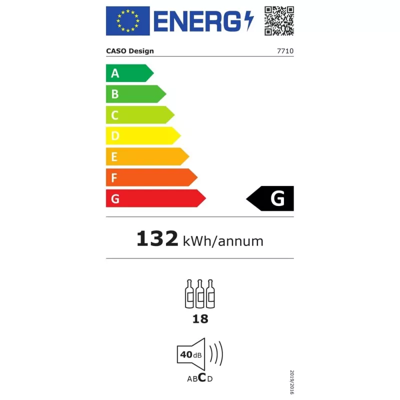 Einbau-Weinkühlschrank Caso WineDeluxe E 18 — 18 Flaschen, Höhe 46 cm, schwarz, Energieklasse G