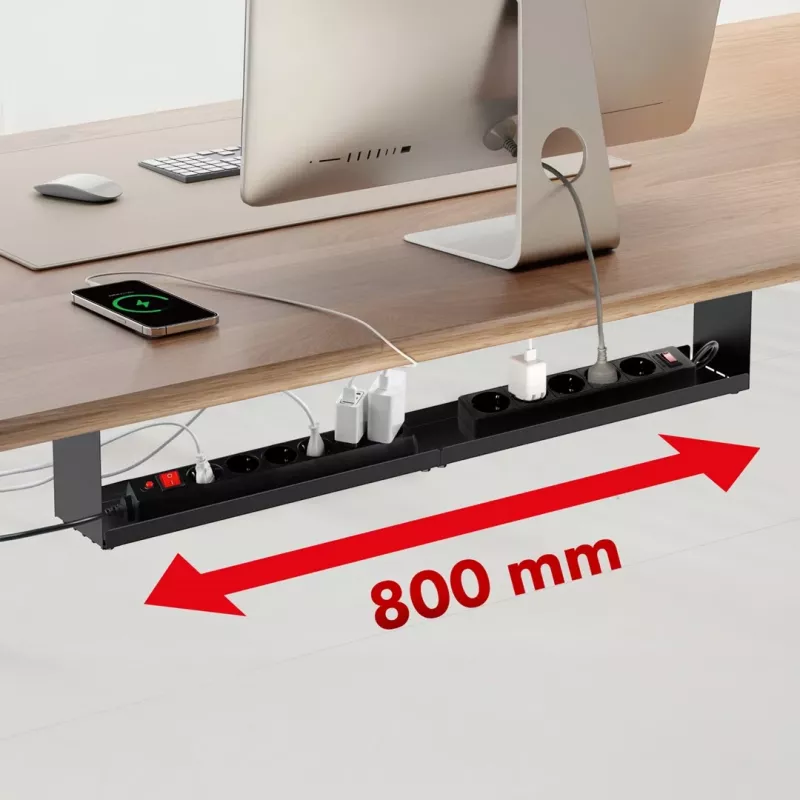 Maclean kompakter Kabelorganizer unter dem Schreibtisch, max. Belastung 5 kg, schwarz, MC-107 B