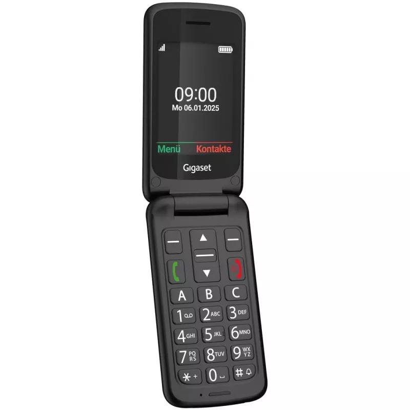 Gigaset GL595 Senioren-Handy 7,11 cm (2,8 Zoll) Dual SIM, SOS-Taste, spritzwasser- und staubgeschützt, 32 MB RAM, microSD-Steckplatz, Schwarz