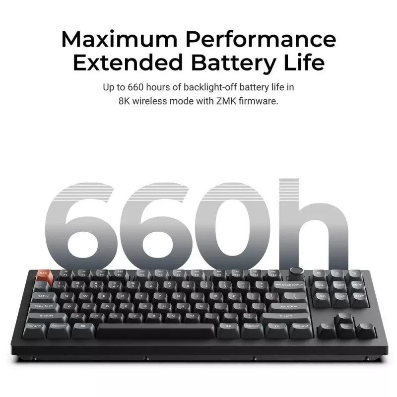 Mechanische Tastatur Keychron V3 Ultra 8K — Kabelgebunden & Bluetooth, QWERTY-Layout, RGB LED, Schwarz