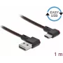 USB-2.0-Kabel Typ-A Stecker auf USB Typ-C Stecker abgewinkelt links/rechts 1 m schwarz DeLOCK 85281