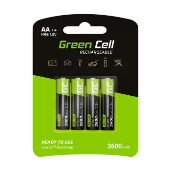 Wiederaufladbarer Akku Green Cell GR01 AA NiMH 1,2 V 2600 mAh, 4 Stück, grün