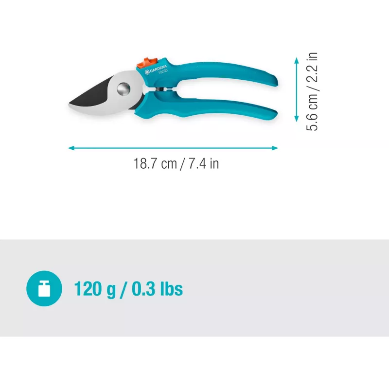 Gardena EasyCut 12230-20 Bypass-Gartenschere, 20 mm, Türkis