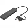 Digitus DA-70235 4-Port-USB-3.0-Hub Slim Line mit USB-C-Adapter, 5 Gbit/s