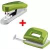 Tacker- und Locher-Set NOVUS E15+ und E210 — Tischtacker mit Zangensetzer, grün