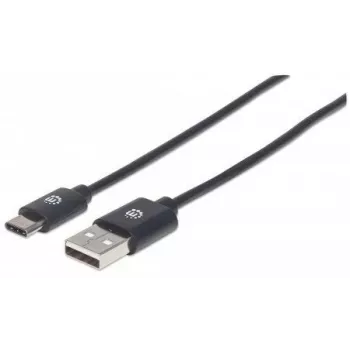 Manhattan USB-C-auf-USB-A-Kabel, 50 cm, Stecker auf Stecker, Schwarz, 480 Mbit/s (USB 2.0), Hi-Speed USB, lebenslange Garantie, entspricht USB2AC50CM