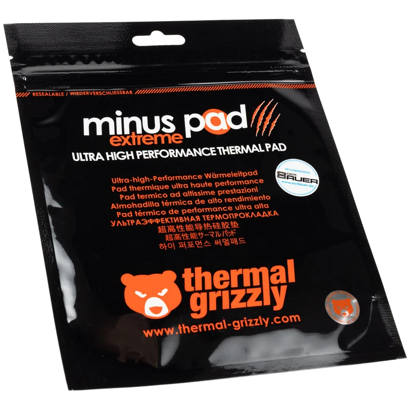 Wärmeleitpad Thermal Grizzly Minus Pad Extreme, 100×100×0,5 mm, Dichte 3,38 g/cm³, blau/pink