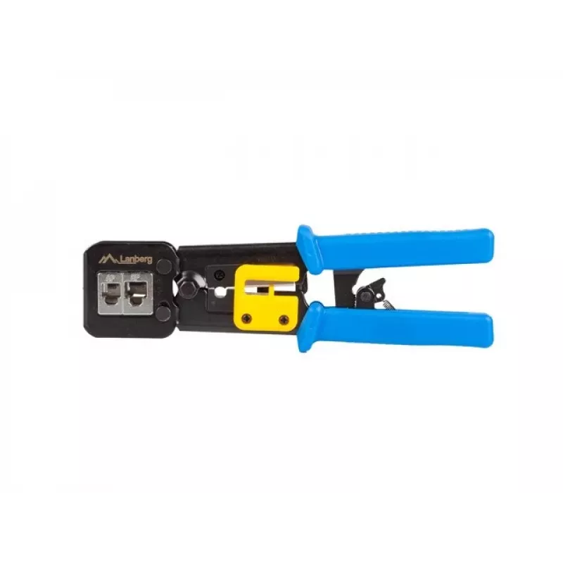 Lanberg NT-0204 Crimpzange für RJ45-, RJ12-, RJ11-Durchgangsstecker, schwarz/blau