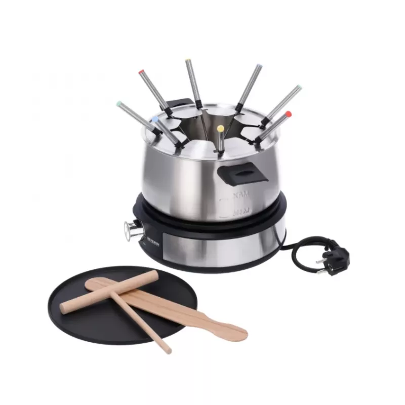 Severin FO 2471 Fondue- und Crêpe-Kombination, Schwarz/Edelstahl