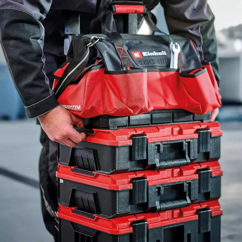 Einhell 4540036 E-Case Bag Systemtasche für Werkzeug, Polyester, 30 kg Tragelast, Schwarz/Rot