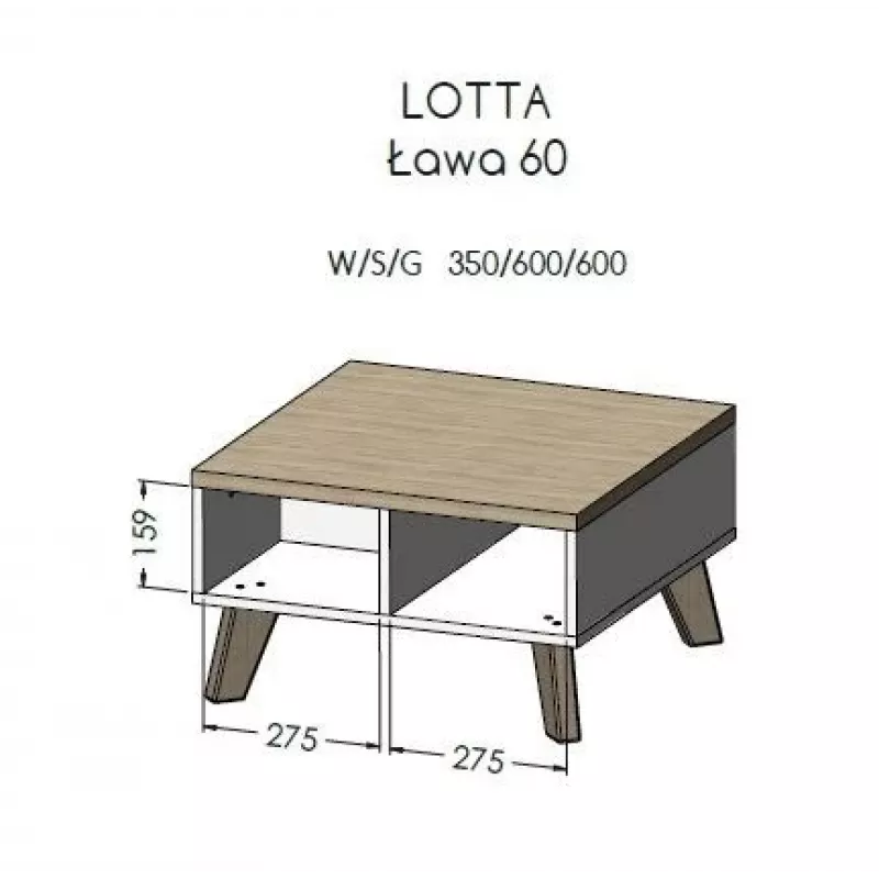 Cama LOTTA 60 Couchtisch Wotan-Eiche/mat schwarz