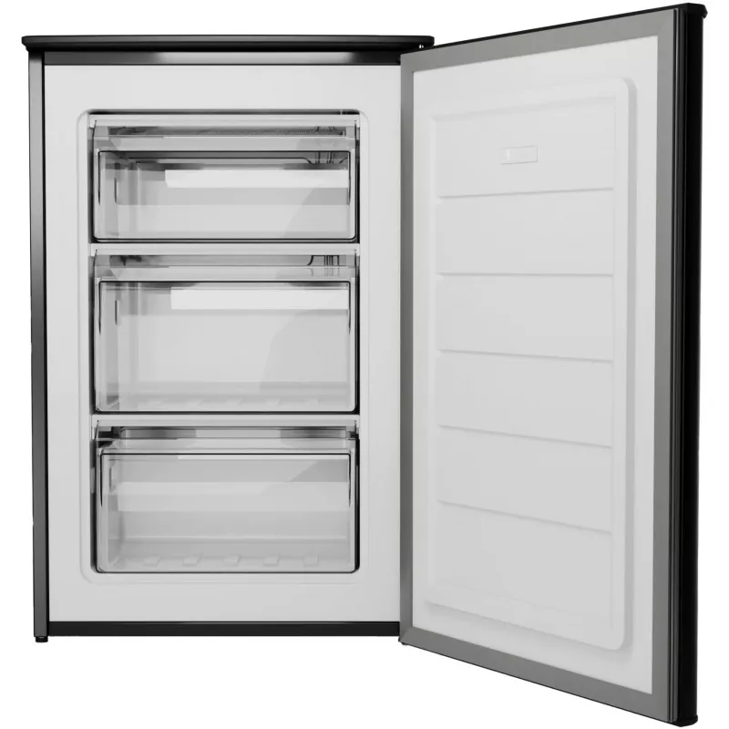 Bomann GS 7253 Gefrierschrank, 87 Liter, Energieeffizienzklasse C, Klimaklasse SN-T, Türanschlag wechselbar, Edelstahl-Optik dunkel, schwarz