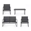 Extralink BLACK FOREST GARTENMÖBEL-SET TEXTILEN ZWEI STÜHLE + LIEGE + KLAPPTISCH SCHWARZ L-0358 Outdoor-Möbelset