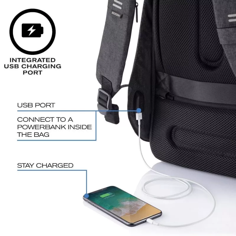 XD Design Bobby Hero Small P705.701 Anti-Diebstahl-Rucksack, 13,3-Zoll-Laptop, 12,9-Zoll-Tablet, 10,5 l, PET, Schwarz