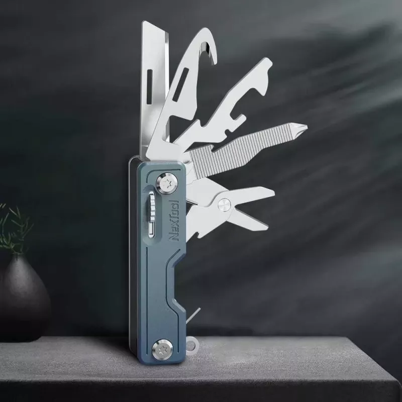 Multifunktionsmesser Nextool NE20098 10-in-1 — faltbares Multitool aus Edelstahl, 7,5 cm gefaltet, 87 g, grün