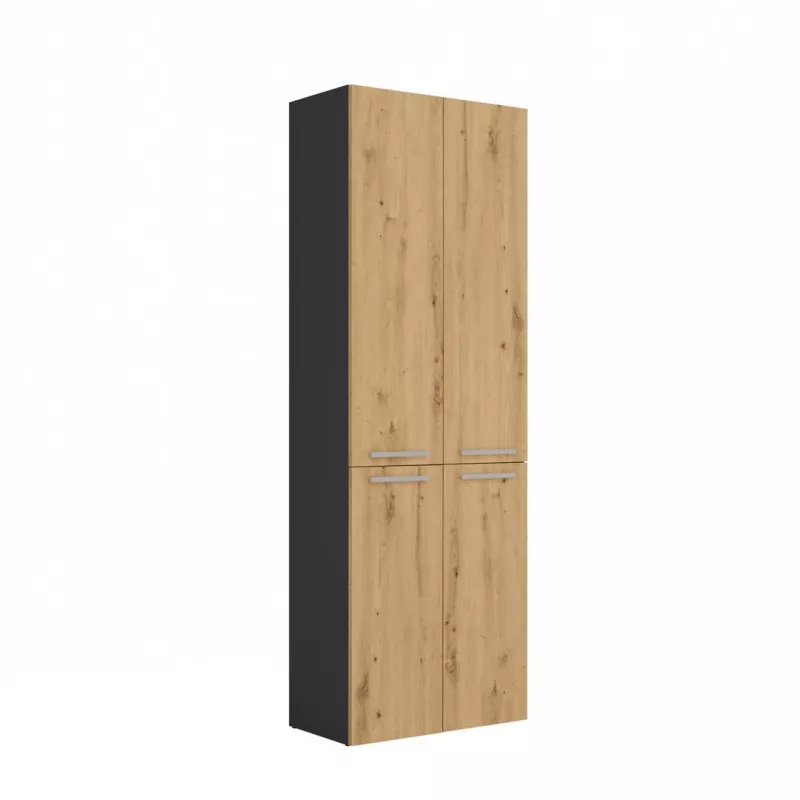 Topeshop NEL 2K DD ANT/ART KP Badezimmer-Aufbewahrungsschrank Graphit, Eiche